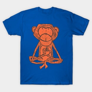 Cheeky Monkey, orange on purple T-Shirt